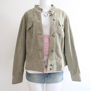 y2k olive green corduroy utility jacket old navy size L